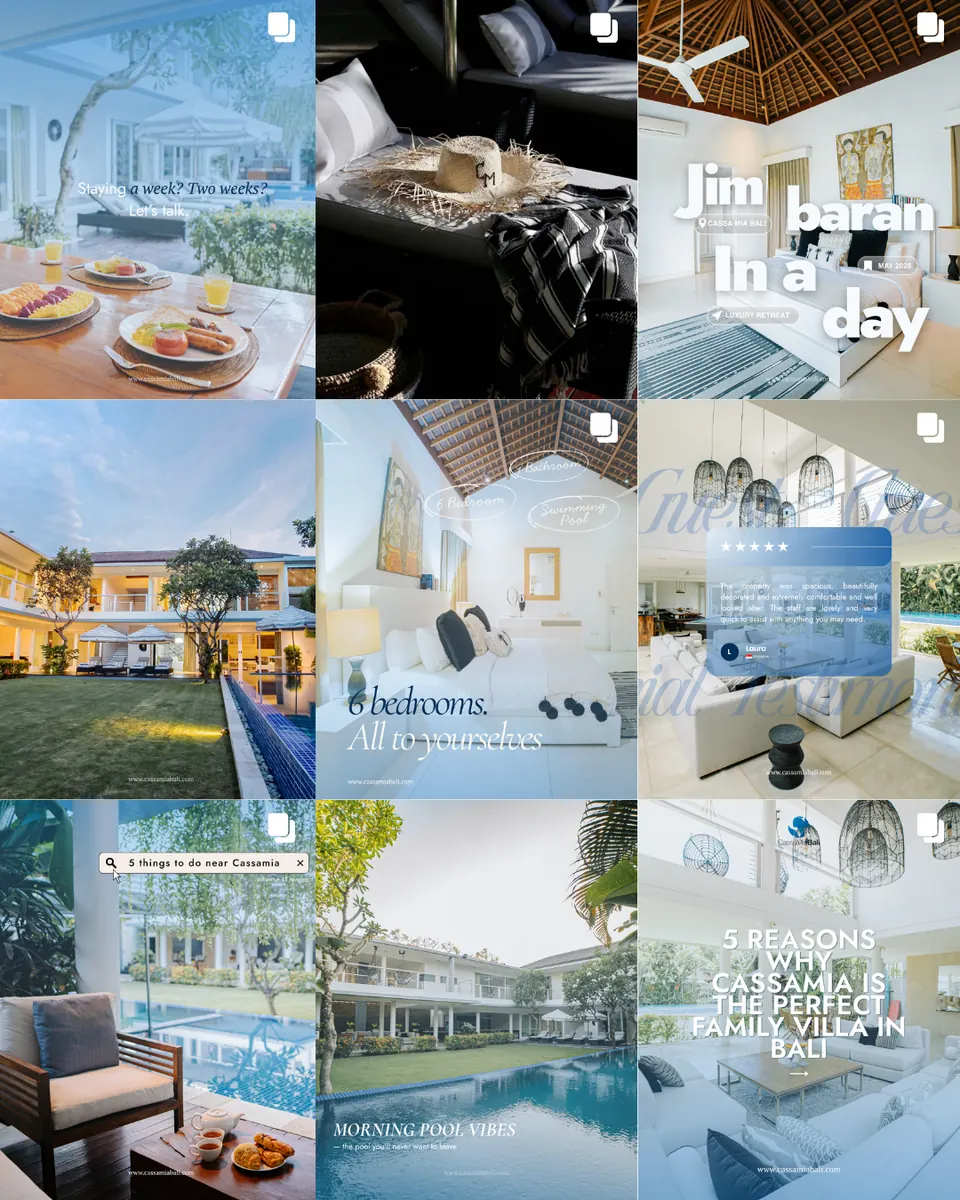 Instagram posts designed for CassaMia Bali